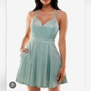 B Darlin Sparkling Mint Green NWT Double-Strap Fit & Flare Mini Dress